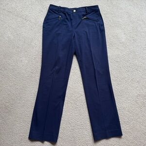 Vintage Lauren Ralph Lauren Pleat Front Pants 6 Petite Navy Blue Straight Leg